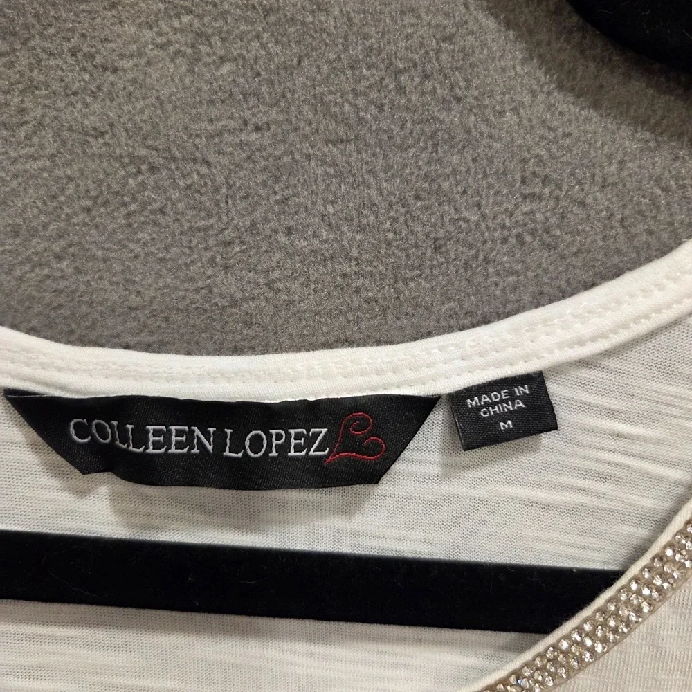 Colleen Lopez Embellished Tank Top Women's Size Medium Casual Bling Classic‎